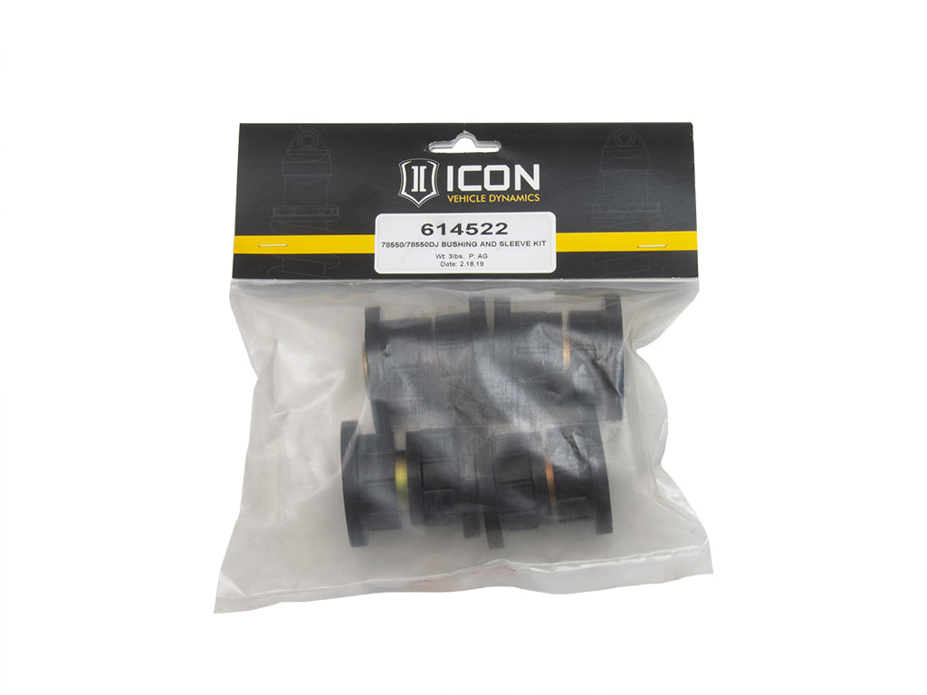 ICON Vehicle Dynamics 614522 78550/78550DJ BUSHING AND SLEEVE KIT for Select Chevrolet Silverado 2500, Chevrolet Silverado HD, Chevrolet Silverado 3500, Chevrolet Silverado HD, GMC Sierra 2500, GMC Sierra HD, GMC Sierra 3500, GMC Sierra HD
