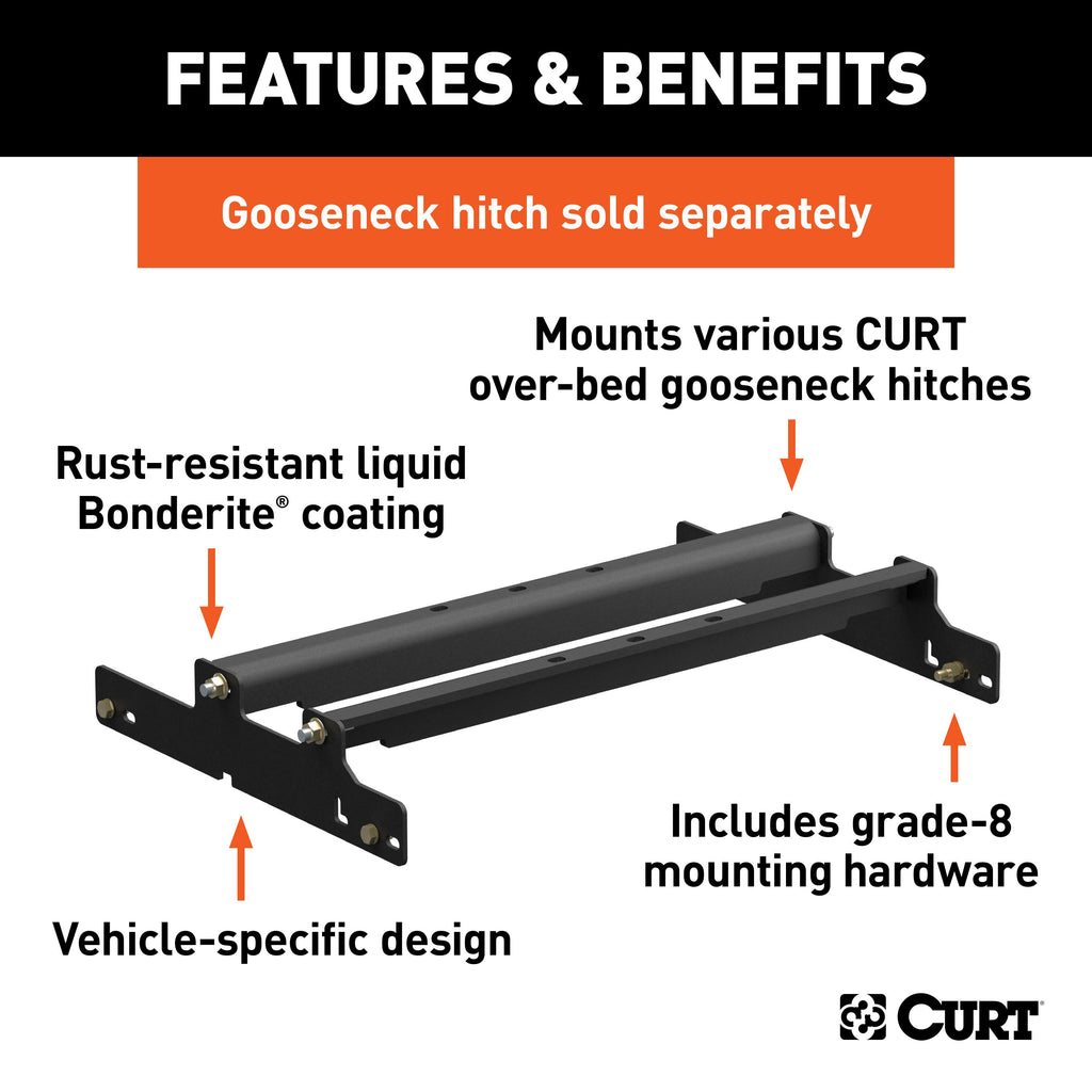 CURT 61509 Over-Bed Gooseneck Installation Brackets, Select Dodge Ram 1500, 2500, 3500