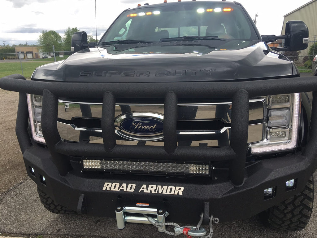 Road Armor 61742B Stealth Winch Front Bumper for Select Ford F-450 Super Duty, Ford F-550 Super Duty