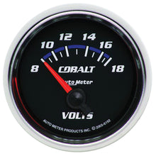 Load image into Gallery viewer, AutoMeter 6192 GAUGE, VOLTMETER, 2 1/16", 18V, ELECTRIC, COBALT