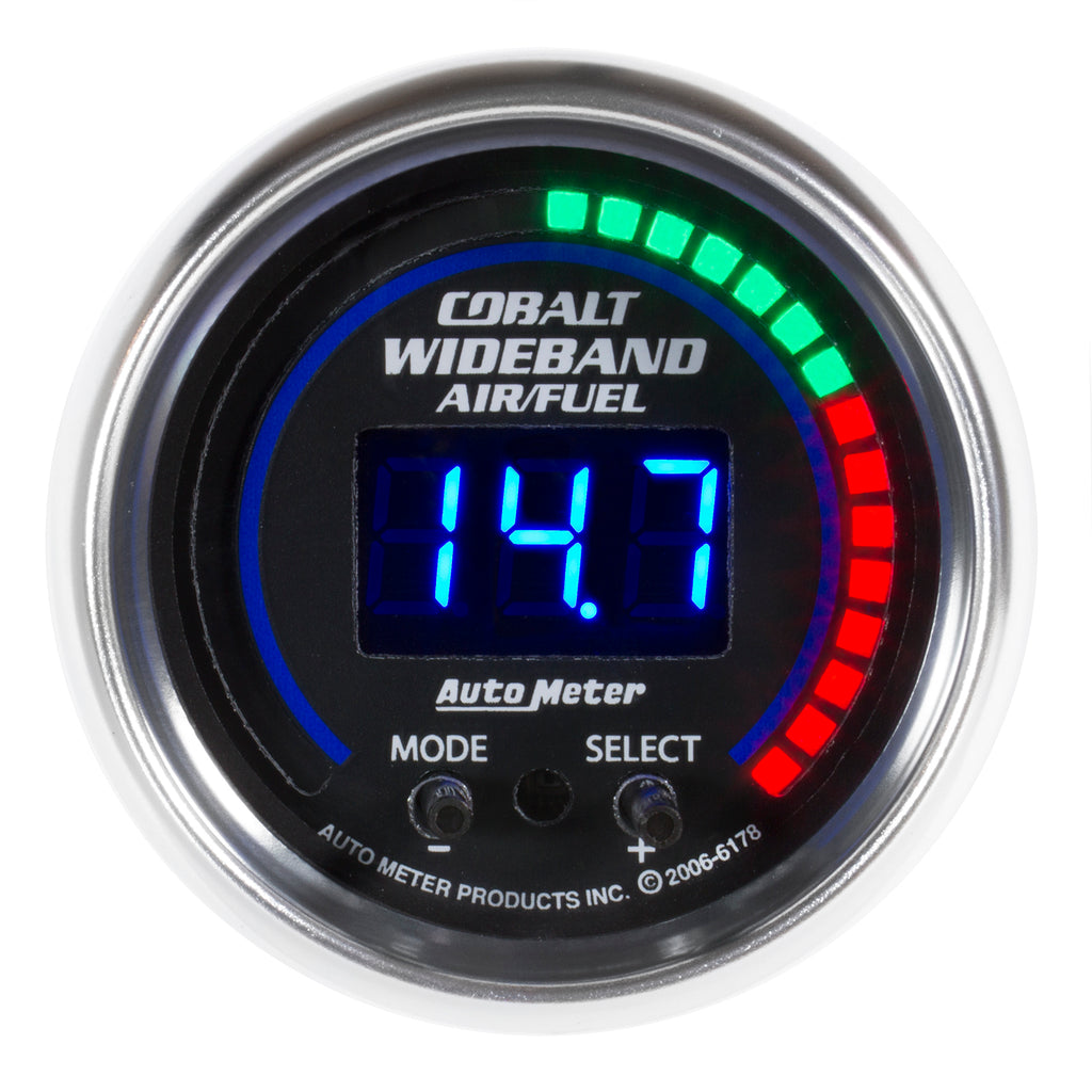 AutoMeter 6197 GAUGE, AIR/FUEL RATIO-PRO PLUS, 2 1/16", 10:1-20:1, DIGITAL W/ PK & WRN, COBALT