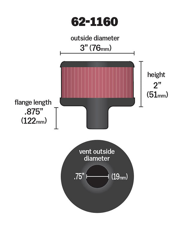 K&N 62-1160 Vent Air Filter/ Breather