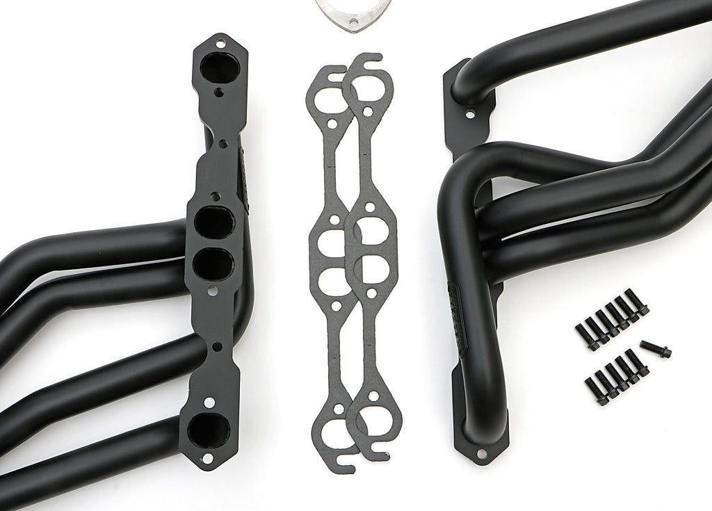 Hedman Hedders 62093 STAINLESS HEADERS; LONG; 67-91 2WD/4WD SB CHEVY TRUCK/SUV; 1-5/8 IN.- BLACK MAXX for Select Chevrolet C10, Chevrolet C10 Pickup, Chevrolet C10 Suburban, Chevrolet C20, Chevrolet C20 Pickup, Chevrolet C20 Suburban, Chevrolet C30,