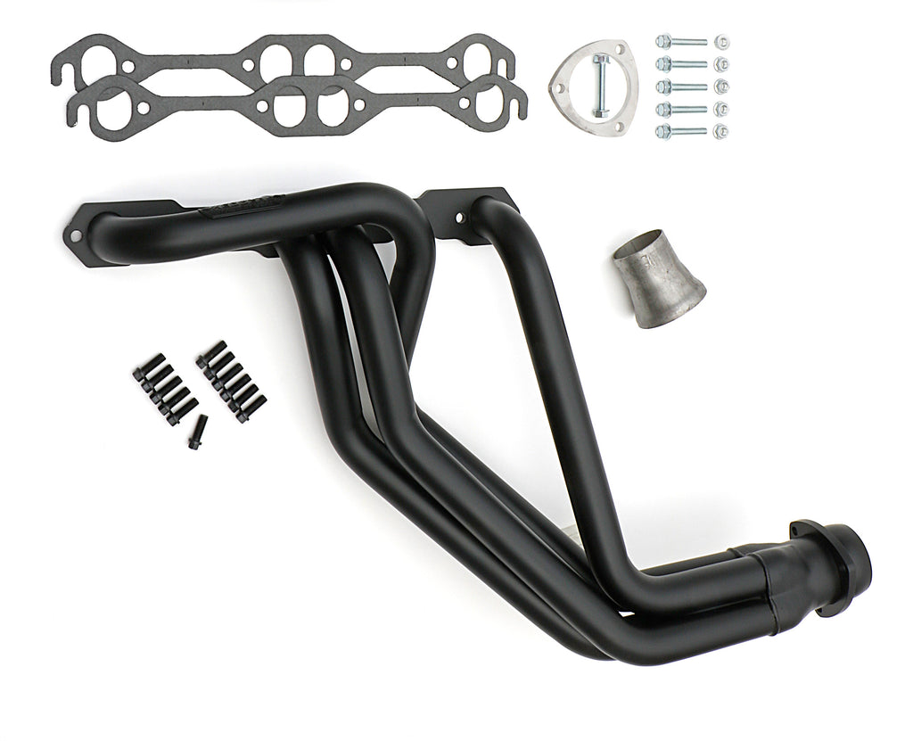 Hedman Hedders 62093 STAINLESS HEADERS; LONG; 67-91 2WD/4WD SB CHEVY TRUCK/SUV; 1-5/8 IN.- BLACK MAXX for Select Chevrolet C10, Chevrolet C10 Pickup, Chevrolet C10 Suburban, Chevrolet C20, Chevrolet C20 Pickup, Chevrolet C20 Suburban, Chevrolet C30,