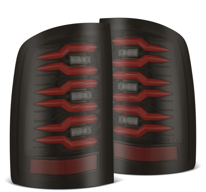 AlphaRex 630080 LED Taillights Black Red for Select GMC Sierra, GMC Sierra HD, GMC Sierra HD