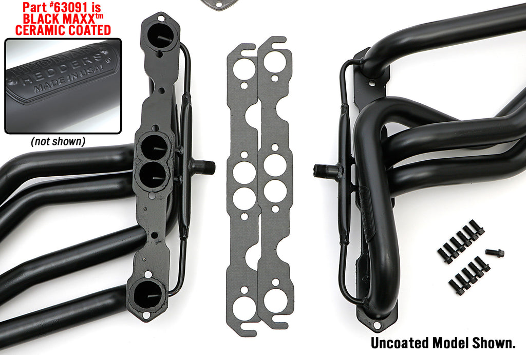 Hedman Hedders 63091 BLACK LONG-TUBE HEADERS For 67-91 GM 283-400 TRUCKS With A.I.R. for Select Chevrolet Blazer, Chevrolet C10, Chevrolet C10 Pickup, Chevrolet C10 Suburban, Chevrolet C20, Chevrolet C20 Pickup, Chevrolet C20 Suburban, Chevrolet C30,