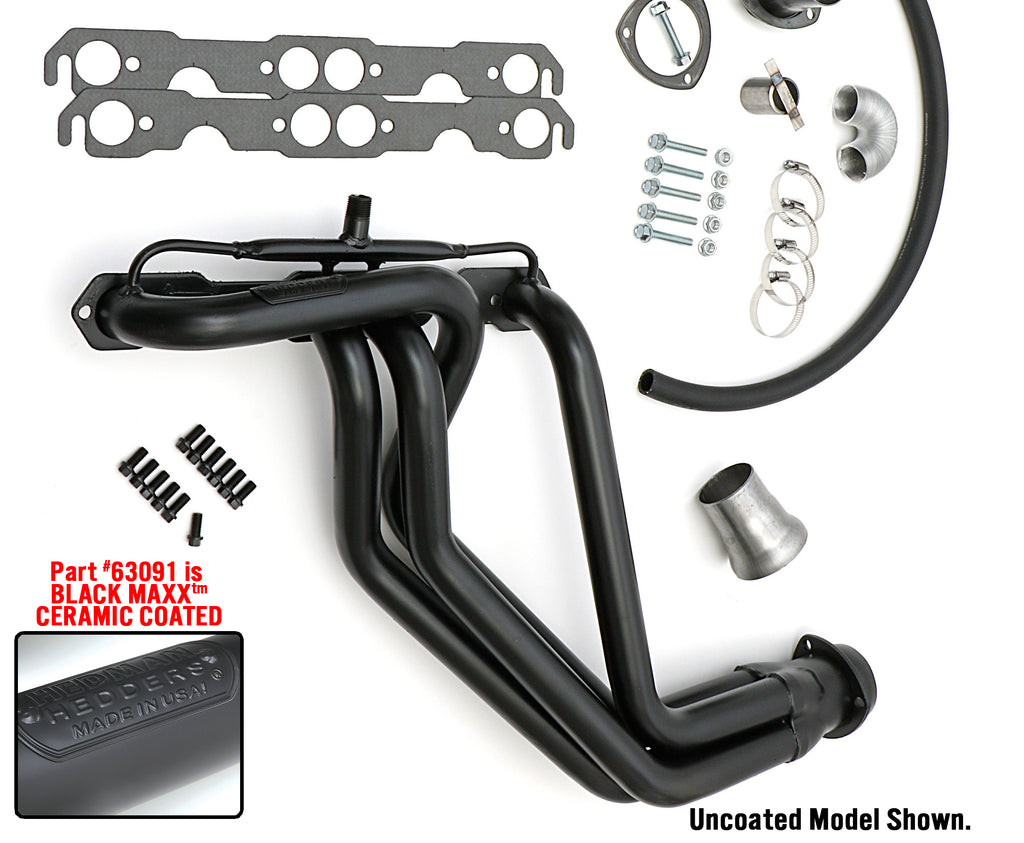 Hedman Hedders 63091 BLACK LONG-TUBE HEADERS For 67-91 GM 283-400 TRUCKS With A.I.R. for Select Chevrolet Blazer, Chevrolet C10, Chevrolet C10 Pickup, Chevrolet C10 Suburban, Chevrolet C20, Chevrolet C20 Pickup, Chevrolet C20 Suburban, Chevrolet C30,