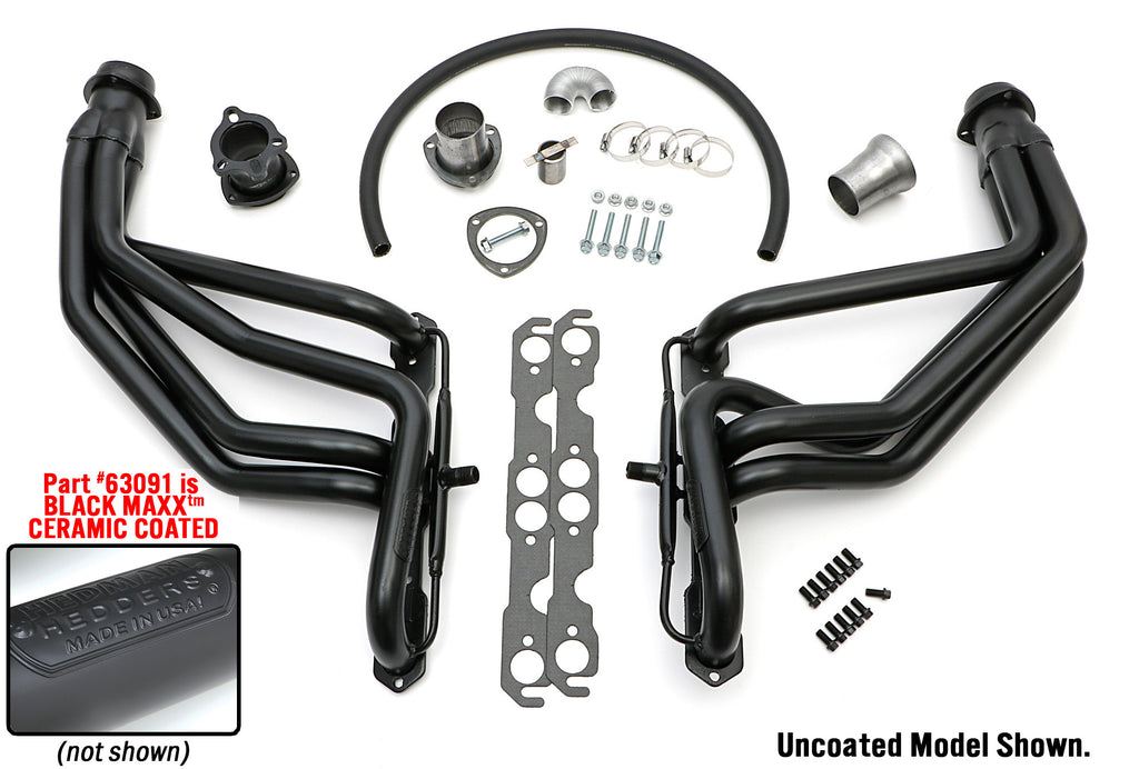 Hedman Hedders 63091 BLACK LONG-TUBE HEADERS For 67-91 GM 283-400 TRUCKS With A.I.R. for Select Chevrolet Blazer, Chevrolet C10, Chevrolet C10 Pickup, Chevrolet C10 Suburban, Chevrolet C20, Chevrolet C20 Pickup, Chevrolet C20 Suburban, Chevrolet C30,