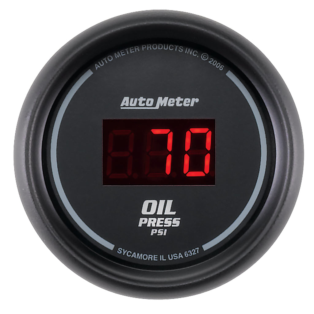 AutoMeter 6327 GAUGE, OIL PRESSURE, 2 1/16", 100PSI, DIGITAL, BLACK DIAL W/ RED LED