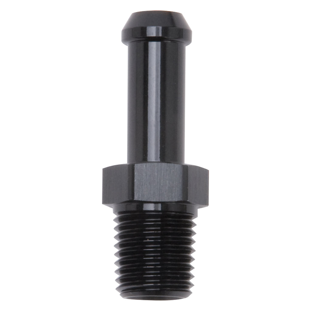 Hose-End-Straight-14In-Npt-To-38In-Barb-Black-Anodize