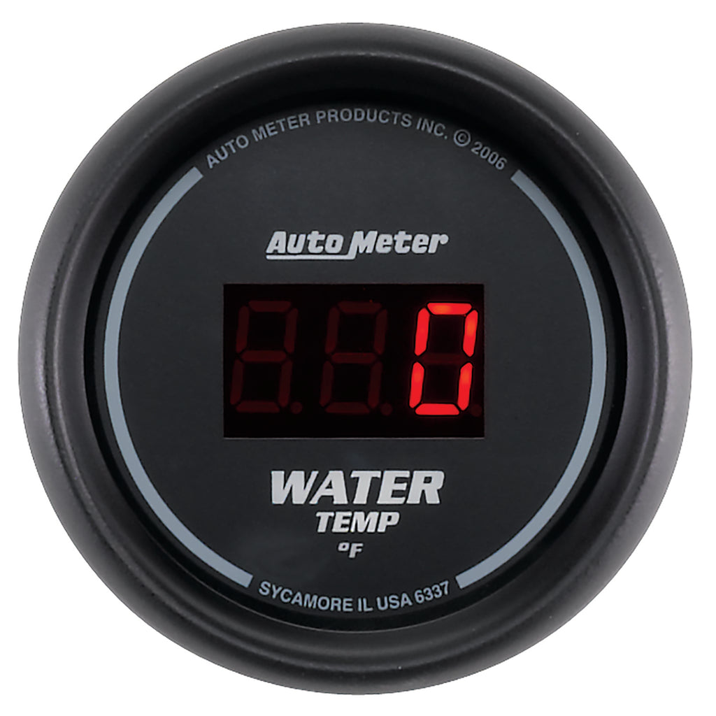AutoMeter 6337 GAUGE, WATER TEMP, 2 1/16", 340?F, DIGITAL, BLACK DIAL W/ RED LED