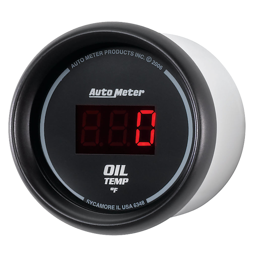 AutoMeter 6348 GAUGE, OIL TEMP, 2 1/16", 340?F, DIGITAL, BLACK DIAL W/ RED LED
