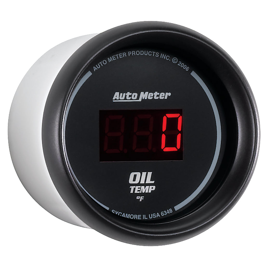 AutoMeter 6348 GAUGE, OIL TEMP, 2 1/16", 340?F, DIGITAL, BLACK DIAL W/ RED LED