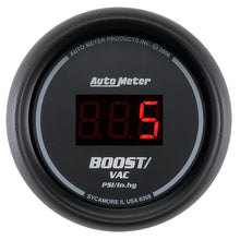 Load image into Gallery viewer, AutoMeter 6359 GAUGE, VAC/BOOST, 2 1/16", 30INHG-30PSI, DIGITAL, BLACK DIAL W/ RED LED