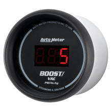 Load image into Gallery viewer, AutoMeter 6359 GAUGE, VAC/BOOST, 2 1/16", 30INHG-30PSI, DIGITAL, BLACK DIAL W/ RED LED