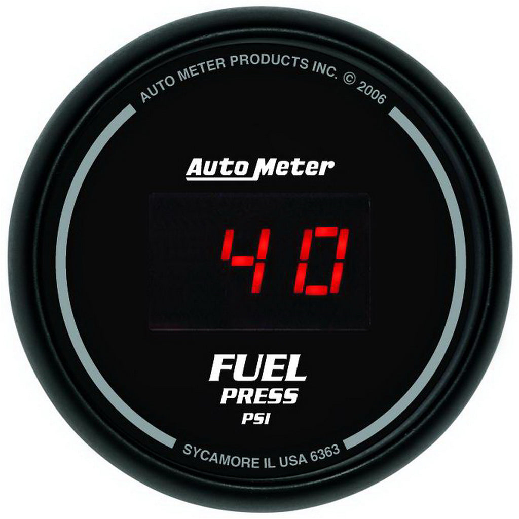 AutoMeter 6363 GAUGE, FUEL PRESSURE, 2 1/16", 100PSI, DIGITAL, BLACK DIAL W/ RED LED