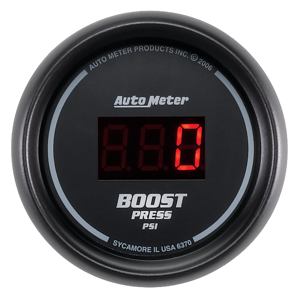 AutoMeter 6370 GAUGE, BOOST, 2 1/16", 60PSI, DIGITAL, BLACK DIAL W/ RED LED