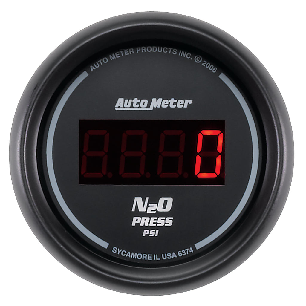 AutoMeter 6374 GAUGE, NITROUS PRESSURE, 2 1/16", 1600PSI, DIGITAL, BLACK DIAL W/ RED LED