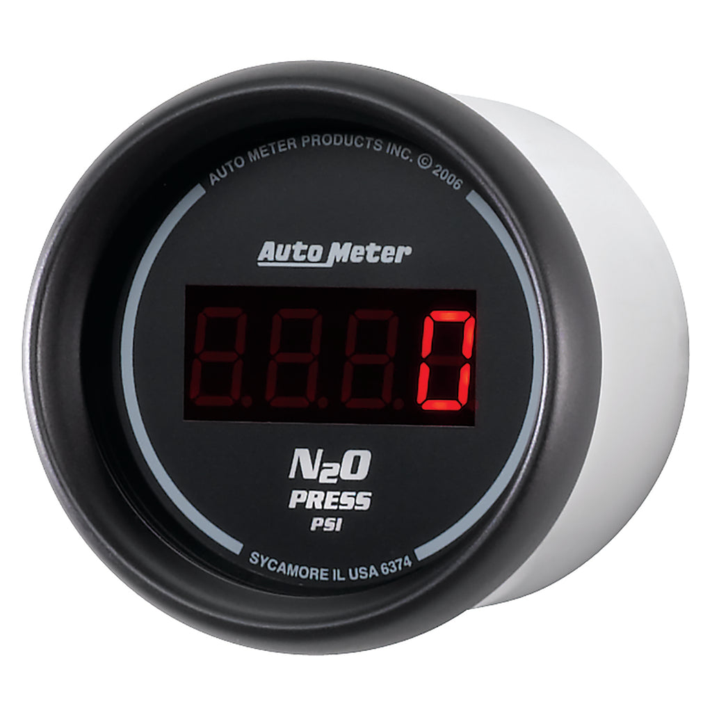 AutoMeter 6374 GAUGE, NITROUS PRESSURE, 2 1/16", 1600PSI, DIGITAL, BLACK DIAL W/ RED LED