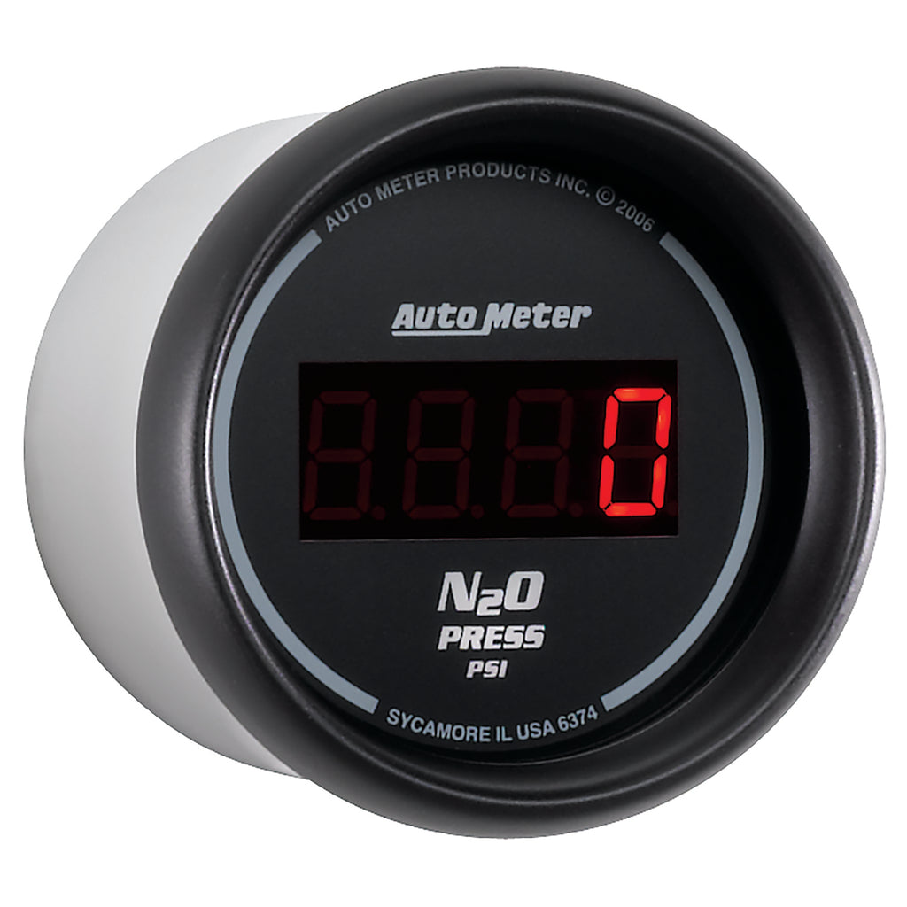 AutoMeter 6374 GAUGE, NITROUS PRESSURE, 2 1/16", 1600PSI, DIGITAL, BLACK DIAL W/ RED LED