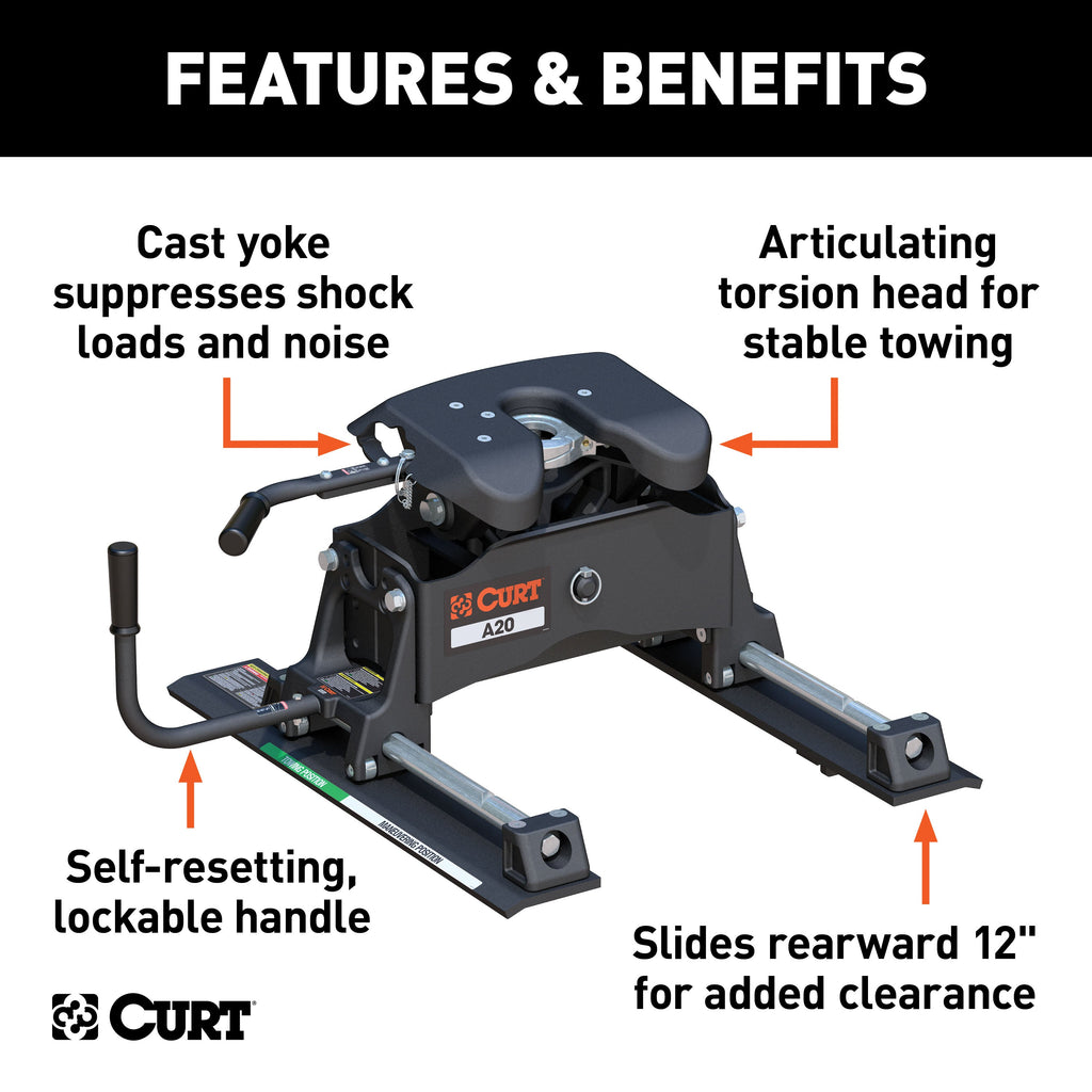 CURT 16541 CURT 16541 A20 5th Wheel Slider Hitch for Short Bed Trucks; 20;000 lbs - Truck Part Superstore