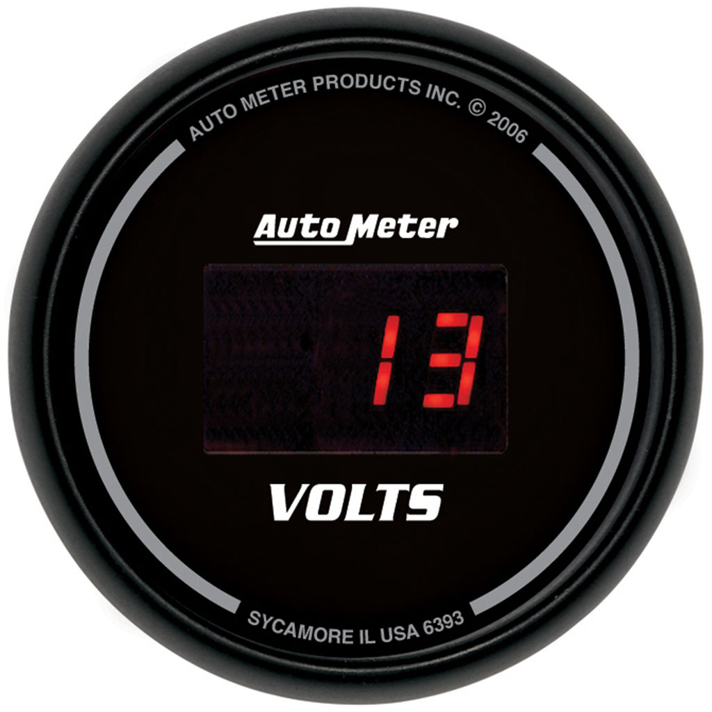 AutoMeter 6393 GAUGE, VOLTMETER, 2 1/16", 18V, DIGITAL, BLACK DIAL W/ RED LED