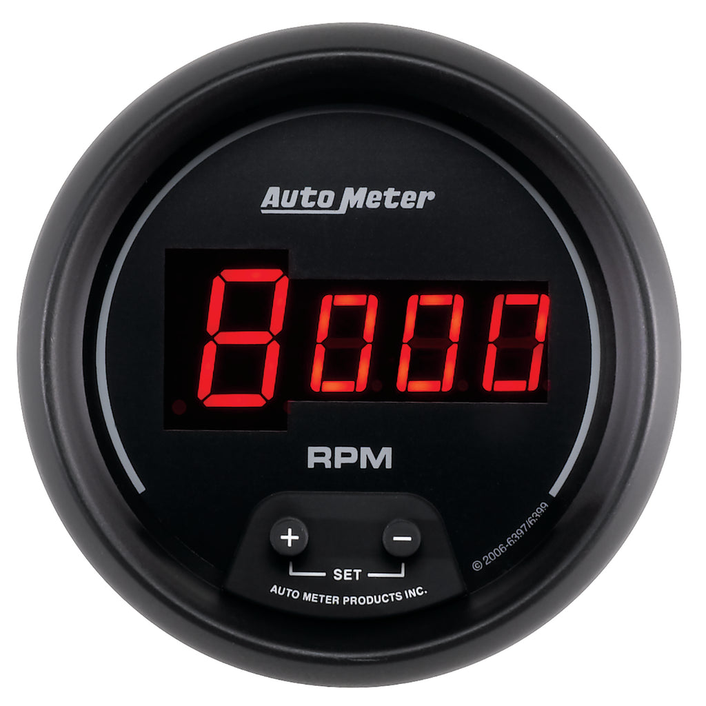 AutoMeter 6397 GAUGE, TACH, 3 3/8", 10K RPM, IN-DASH, DIGITAL, BLACK DIAL W/ RED LED
