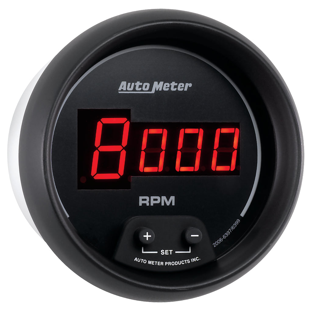 AutoMeter 6397 GAUGE, TACH, 3 3/8", 10K RPM, IN-DASH, DIGITAL, BLACK DIAL W/ RED LED