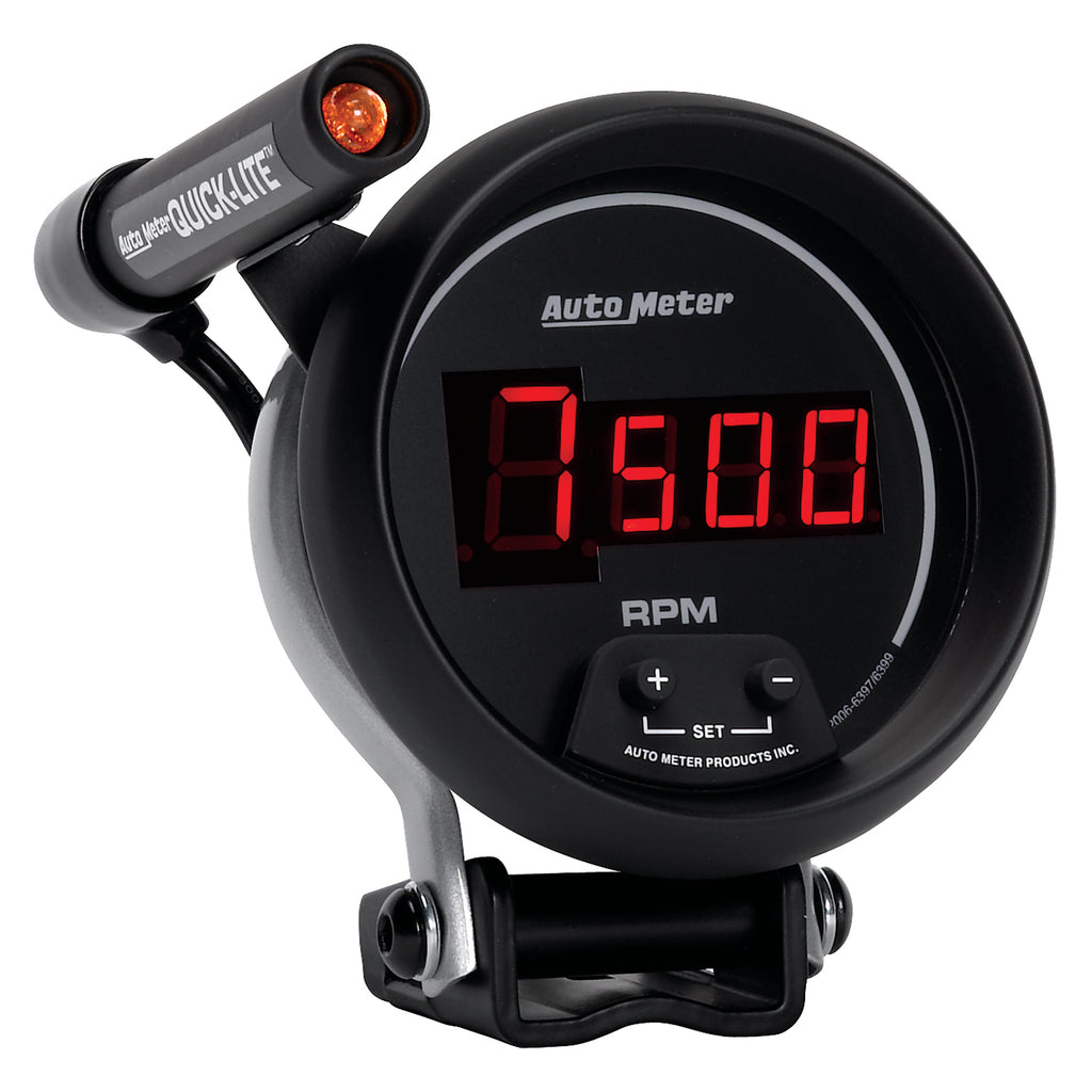 AutoMeter 6399 GAUGE, TACH, 3 3/4", 10K RPM, PEDESTAL W/ QUICK-LITE,  DIGITAL, BLK W/ RED LED