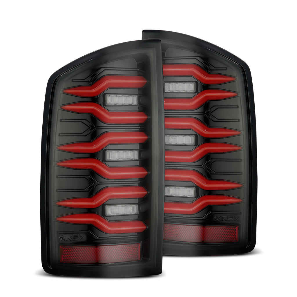 AlphaRex 641030 LED Taillights Black Red for Select Dodge Ram 1500, Dodge Ram 2500, Dodge Ram