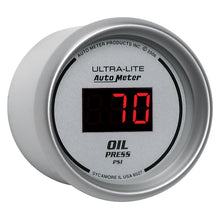 Load image into Gallery viewer, AutoMeter 6527 GAUGE, OIL PRESSURE, 2 1/16", 100PSI, DIGITAL, SILVER DIAL W/ RED LED