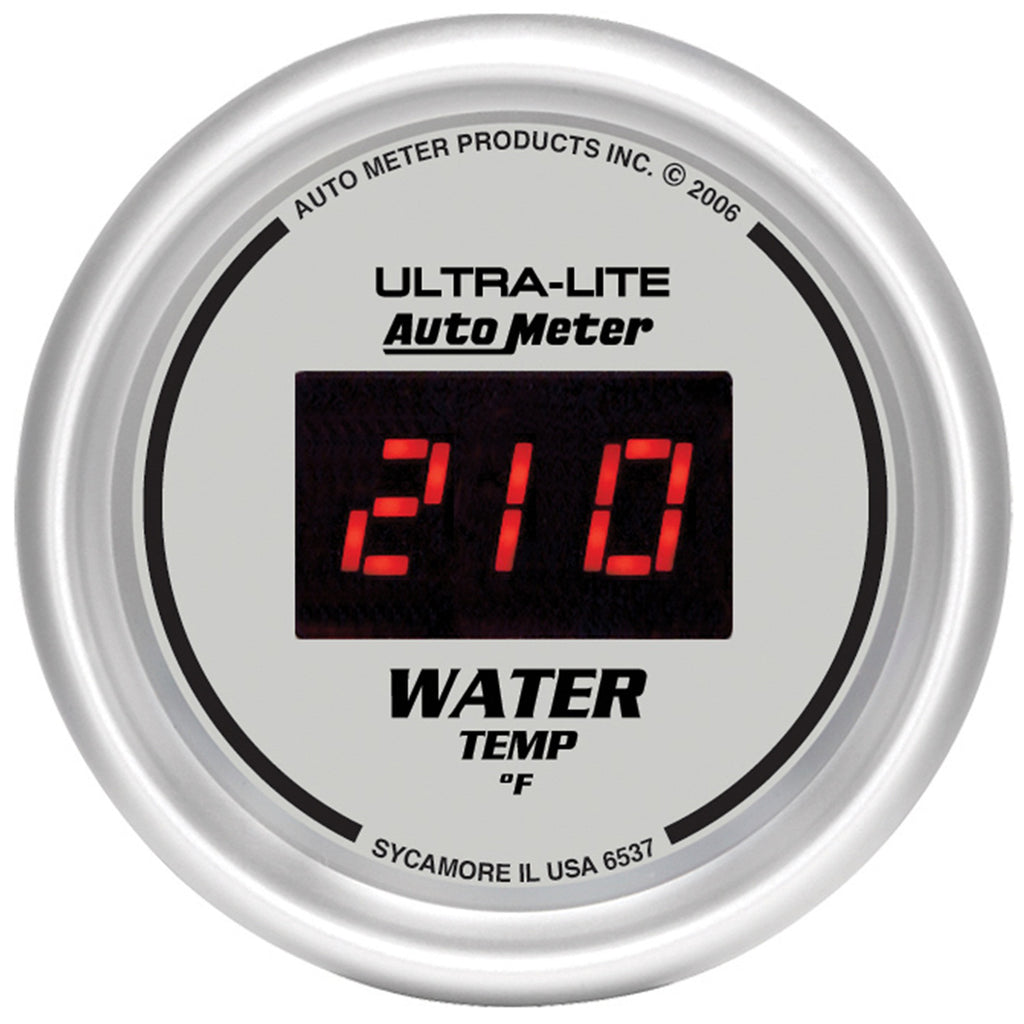 AutoMeter 6537 GAUGE, WATER TEMP, 2 1/16", 340?F, DIGITAL, SILVER DIAL W/ RED LED