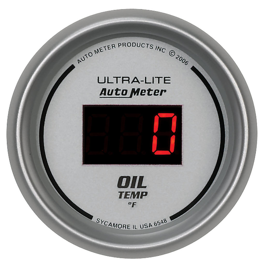 AutoMeter 6548 GAUGE, OIL TEMP, 2 1/16", 340?F, DIGITAL, SILVER DIAL W/ RED LED