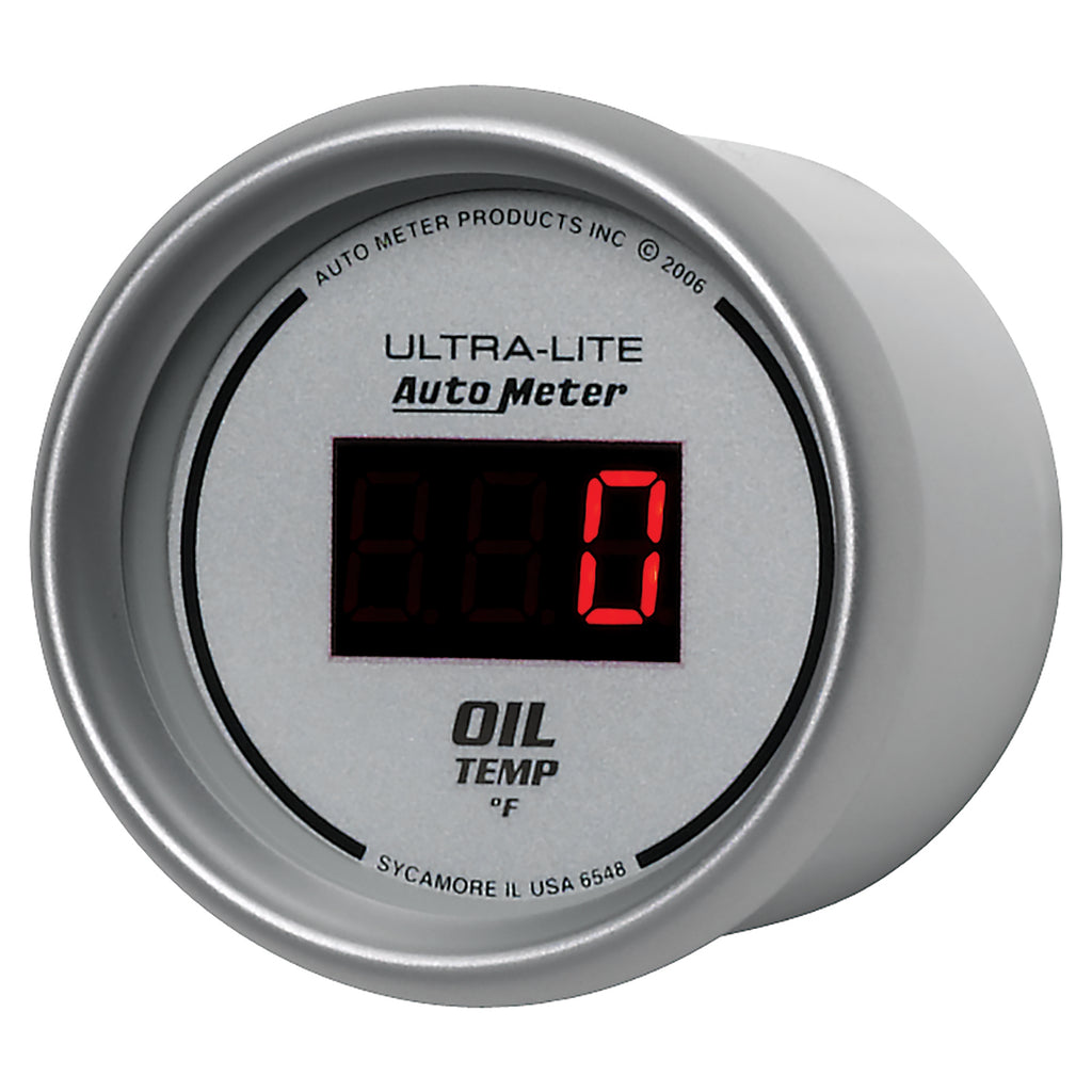 AutoMeter 6548 GAUGE, OIL TEMP, 2 1/16", 340?F, DIGITAL, SILVER DIAL W/ RED LED