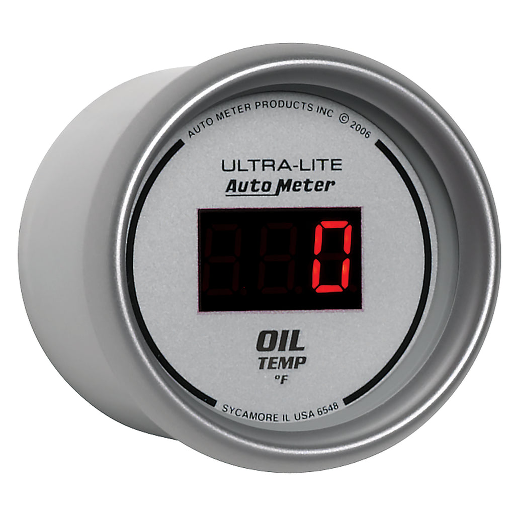AutoMeter 6548 GAUGE, OIL TEMP, 2 1/16", 340?F, DIGITAL, SILVER DIAL W/ RED LED