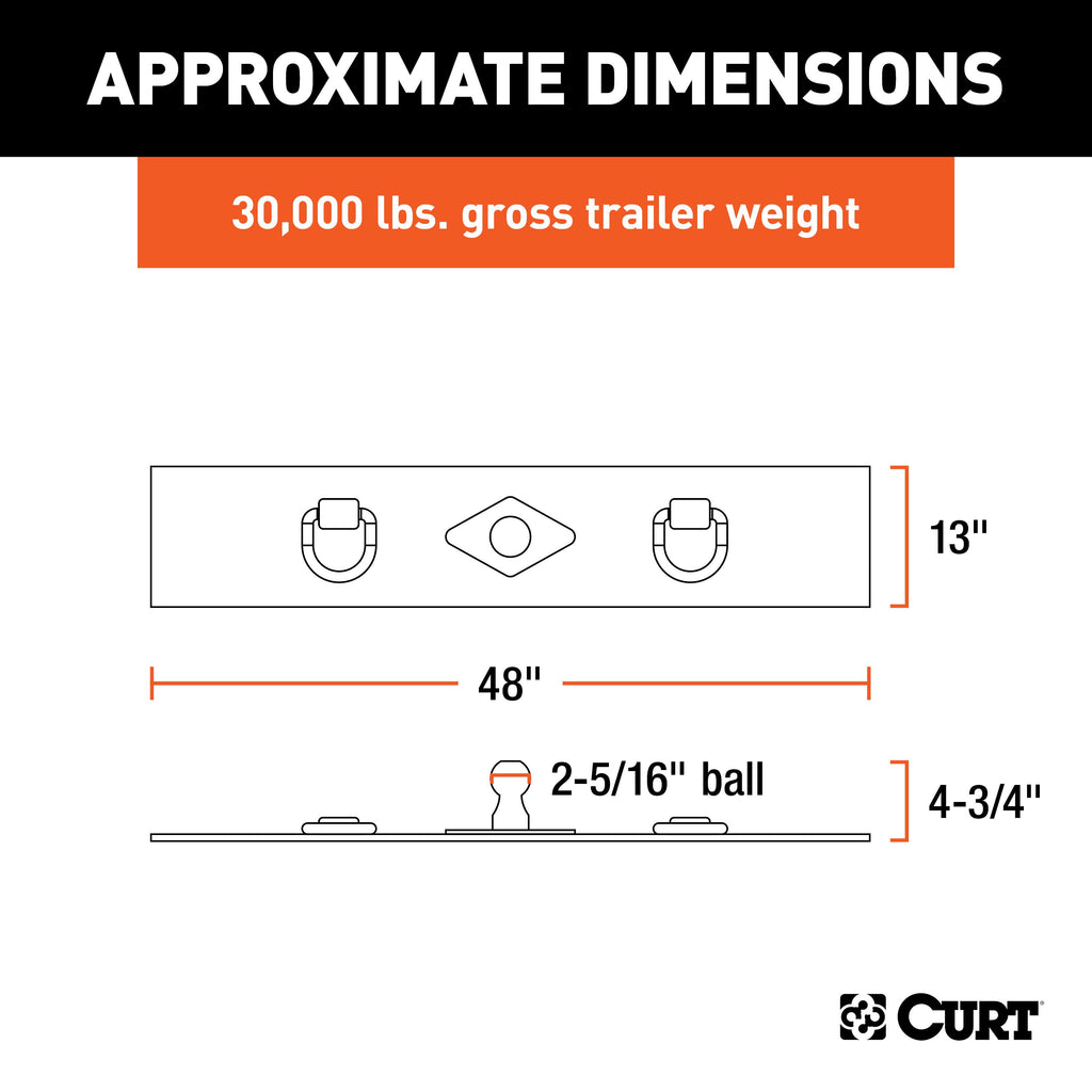 CURT 65500 Over-Bed Flat Plate Gooseneck Hitch for Select Chevrolet C1500, Chevrolet C2500, Chevrolet C3500, Chevrolet K1500, Chevrolet K2500, Chevrolet K3500, Chevrolet Silverado 1500, Chevrolet Silverado Classic, Chevrolet Silverado 2500, Chevrolet