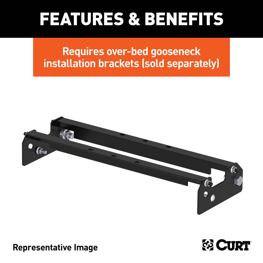 CURT 65500 Over-Bed Flat Plate Gooseneck Hitch for Select Chevrolet C1500, Chevrolet C2500, Chevrolet C3500, Chevrolet K1500, Chevrolet K2500, Chevrolet K3500, Chevrolet Silverado 1500, Chevrolet Silverado Classic, Chevrolet Silverado 2500, Chevrolet