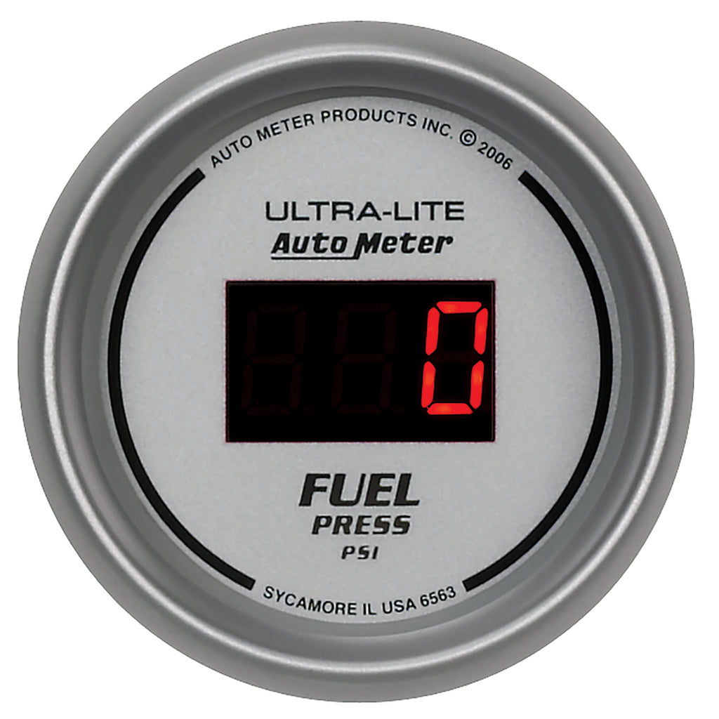 AutoMeter 6563 GAUGE, FUEL PRESSURE, 2 1/16", 100PSI, DIGITAL, SILVER DIAL W/ RED LED