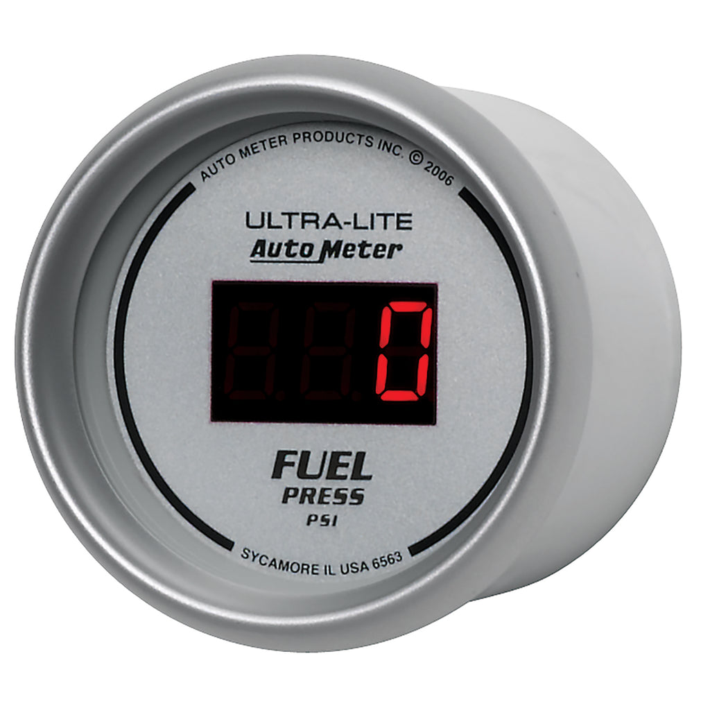 AutoMeter 6563 GAUGE, FUEL PRESSURE, 2 1/16", 100PSI, DIGITAL, SILVER DIAL W/ RED LED