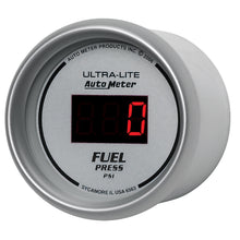 Load image into Gallery viewer, AutoMeter 6563 GAUGE, FUEL PRESSURE, 2 1/16", 100PSI, DIGITAL, SILVER DIAL W/ RED LED