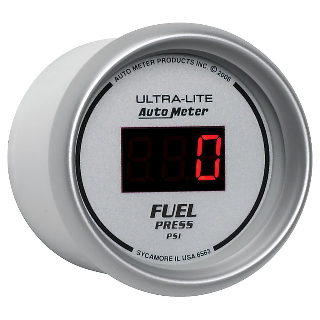AutoMeter 6563 GAUGE, FUEL PRESSURE, 2 1/16", 100PSI, DIGITAL, SILVER DIAL W/ RED LED