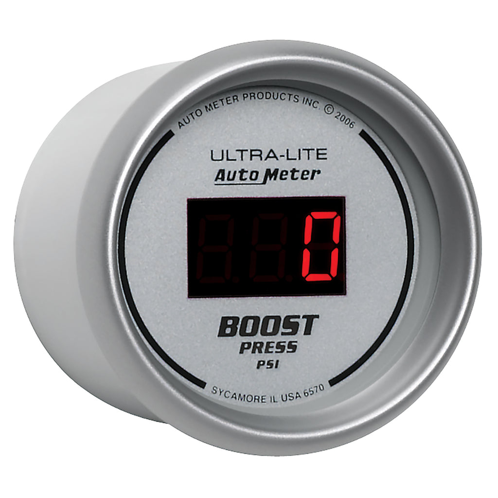 AutoMeter 6570 GAUGE, BOOST, 2 1/16", 60PSI, DIGITAL, SILVER DIAL W/ RED LED