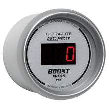 Load image into Gallery viewer, AutoMeter 6570 GAUGE, BOOST, 2 1/16", 60PSI, DIGITAL, SILVER DIAL W/ RED LED