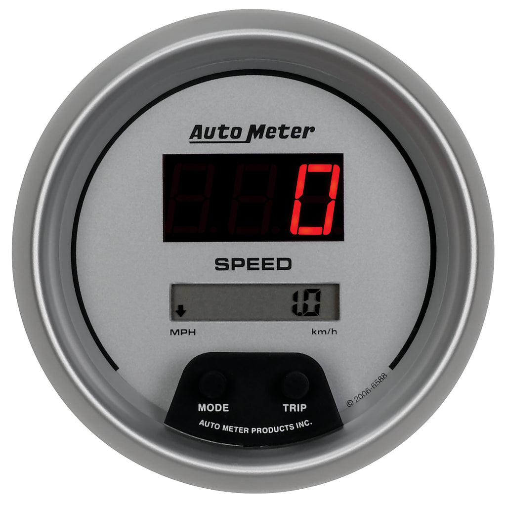 AutoMeter 6500 GAUGE KIT, 5 PC., 3 3/8" & 2 1/16", ELEC. SPEEDO., DIGITAL, SILVER W/ RED LED