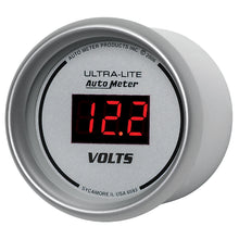 Load image into Gallery viewer, AutoMeter 6593 GAUGE, VOLTMETER, 2 1/16", 18V, DIGITAL, SILVER DIAL W/ RED LED