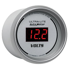 Load image into Gallery viewer, AutoMeter 6593 GAUGE, VOLTMETER, 2 1/16", 18V, DIGITAL, SILVER DIAL W/ RED LED