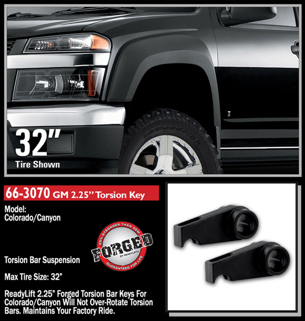 ReadyLift 66-3070 2.25in.Front; 1.5in.Rear Front Leveling Kit (Forged Torsion Key) for Select Chevrolet Colorado, GMC Canyon, Hummer H3, Hummer H3T