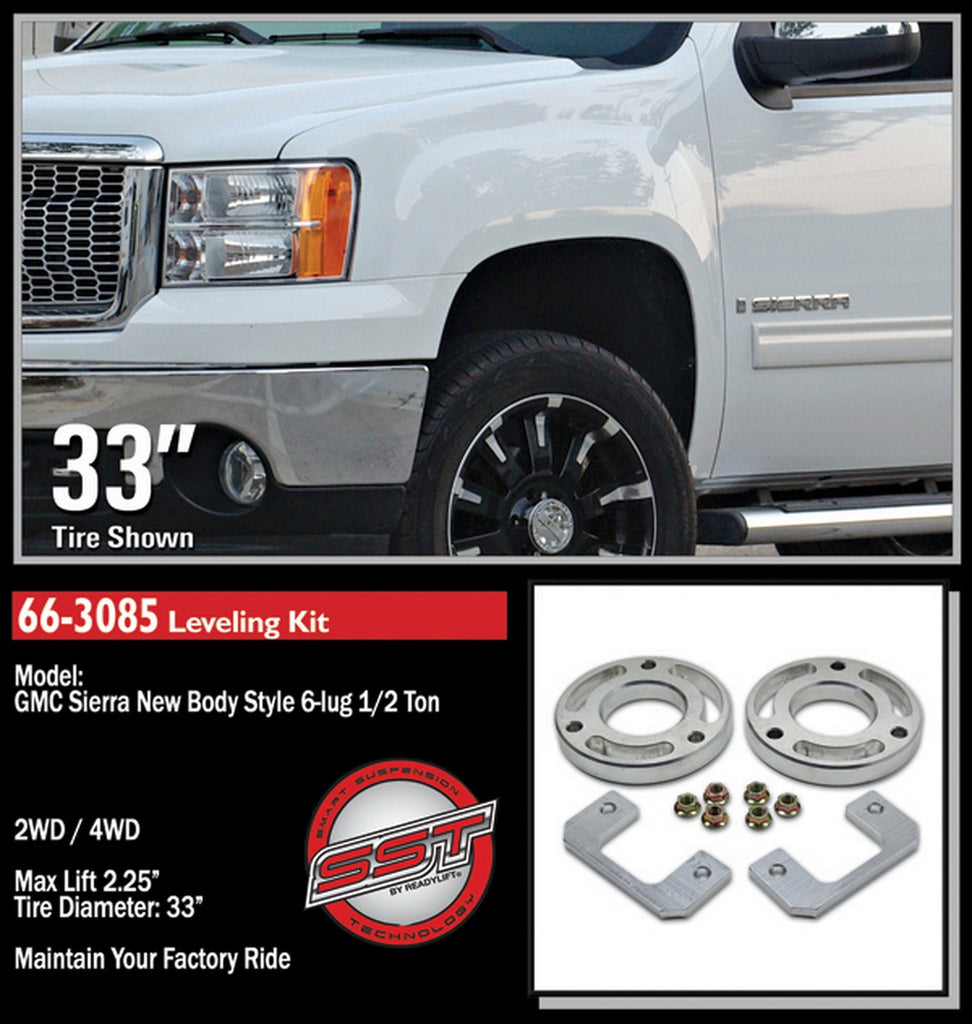 ReadyLift 66-3085 2.25in. Front Leveling Kit for Select Cadillac Escalade, Cadillac Escalade ESV, Chevrolet Avalanche, Chevrolet Silverado 1500, Chevrolet Suburban, Chevrolet Suburban 1500, Chevrolet Tahoe, GMC Sierra 1500, GMC Yukon, GMC Yukon XL, GMC