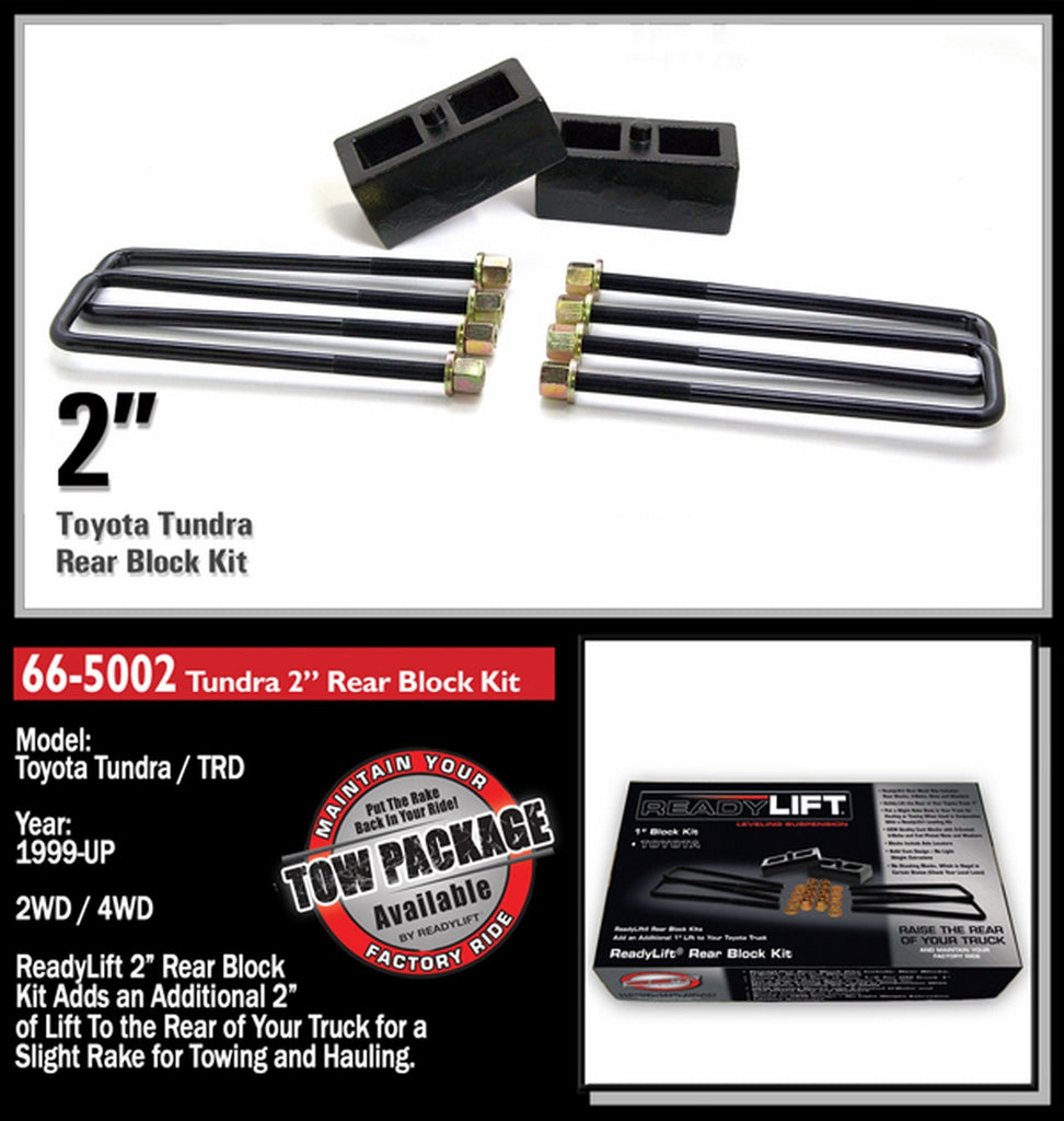 ReadyLift 66-5002 2in. Rear Block Kit for Select Toyota Tacoma, Toyota Tundra