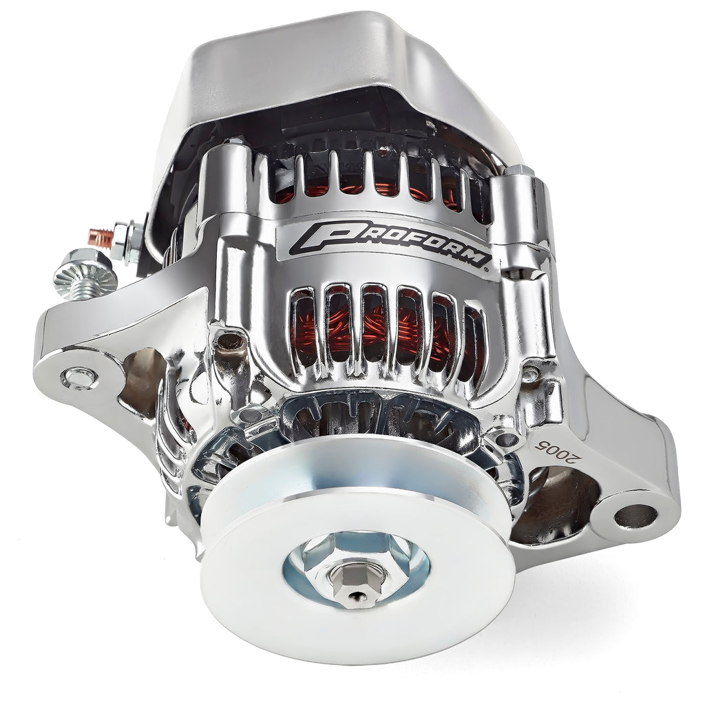 Proform 66431 100% NEW, CHROME, 1-WIRE MINI ALTERNATOR, GM 50 AMP. for Select Buick Century, Buick LeSabre, Buick Regal, Buick Skylark, Checker Aerobus, Checker Deluxe, Checker Marathon, Checker Taxicab, Chevrolet 3B, Chevrolet 3C, Chevrolet 3D,